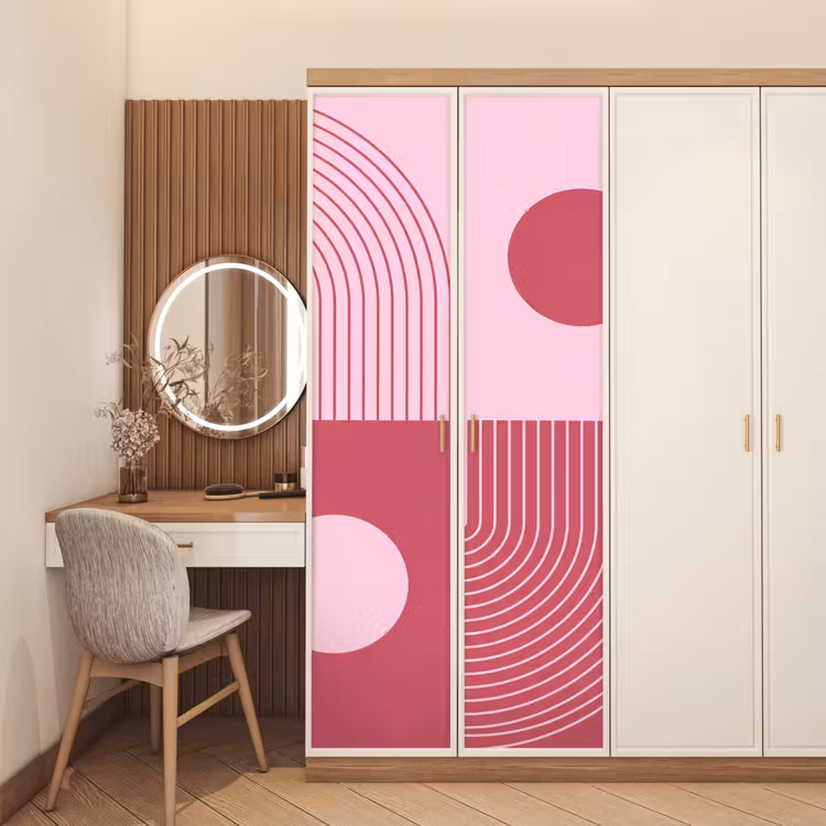 Deursticker - Geometrie - Patroon - Abstract - Roze - Modern — 5