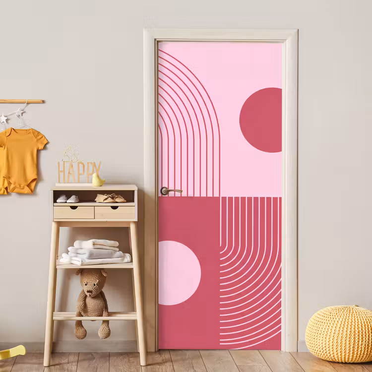 Deursticker - Geometrie - Patroon - Abstract - Roze - Modern — 6