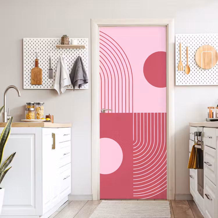 Deursticker - Geometrie - Patroon - Abstract - Roze - Modern — 7