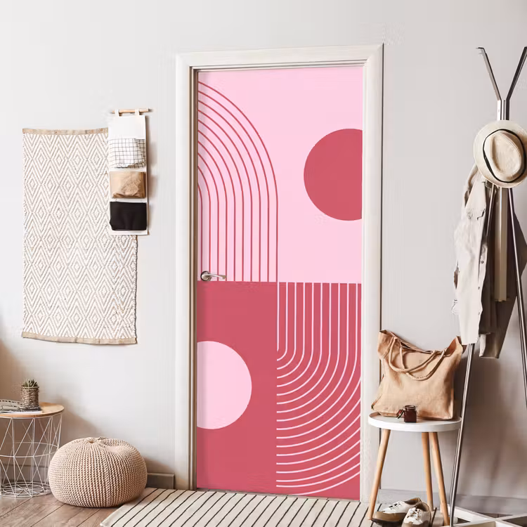 Deursticker - Geometrie - Patroon - Abstract - Roze - Modern — 8