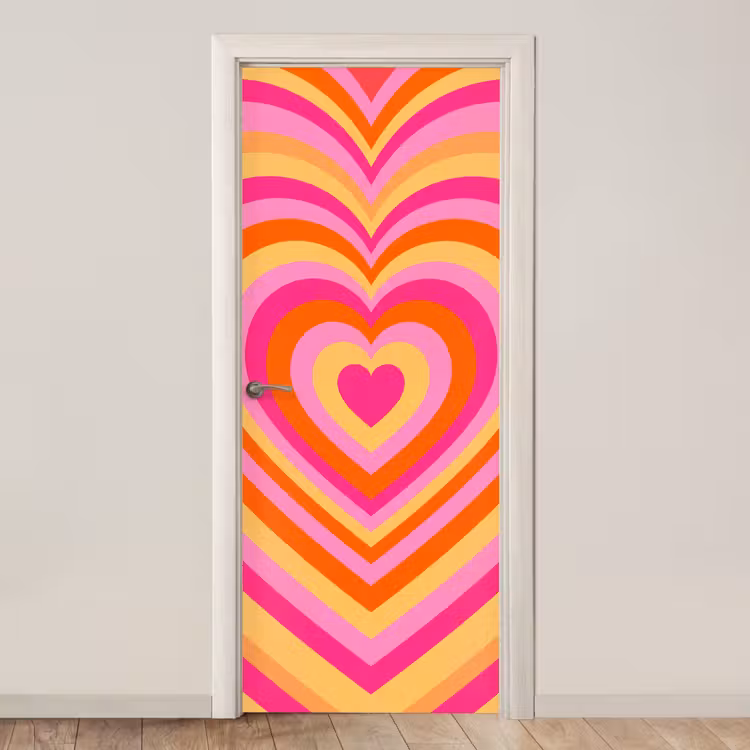 Deursticker - Hart - Concentrisch - Abstract - Liefde - Kleurrijk — 1