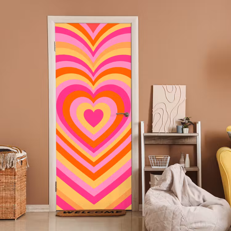 Deursticker - Hart - Concentrisch - Abstract - Liefde - Kleurrijk — 2