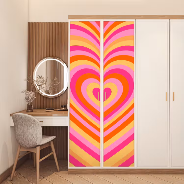 Deursticker - Hart - Concentrisch - Abstract - Liefde - Kleurrijk — 5