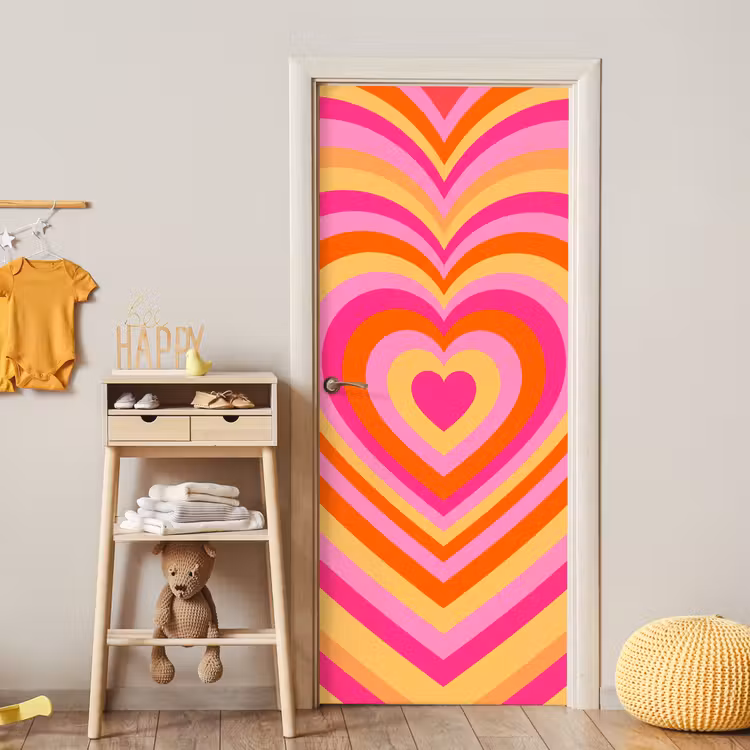 Deursticker - Hart - Concentrisch - Abstract - Liefde - Kleurrijk — 6