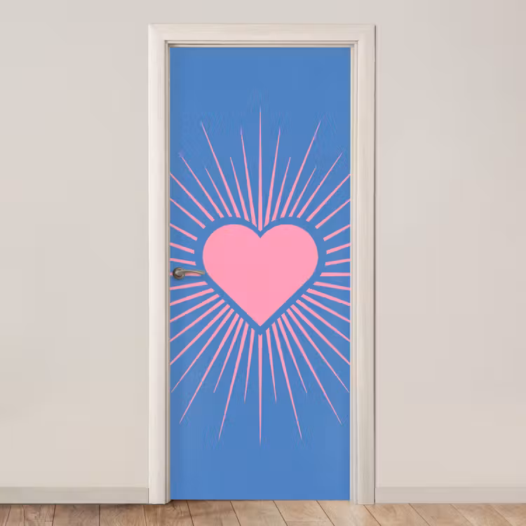 Deursticker - Hart - Stralen - Liefde - Modern - Roze — 1