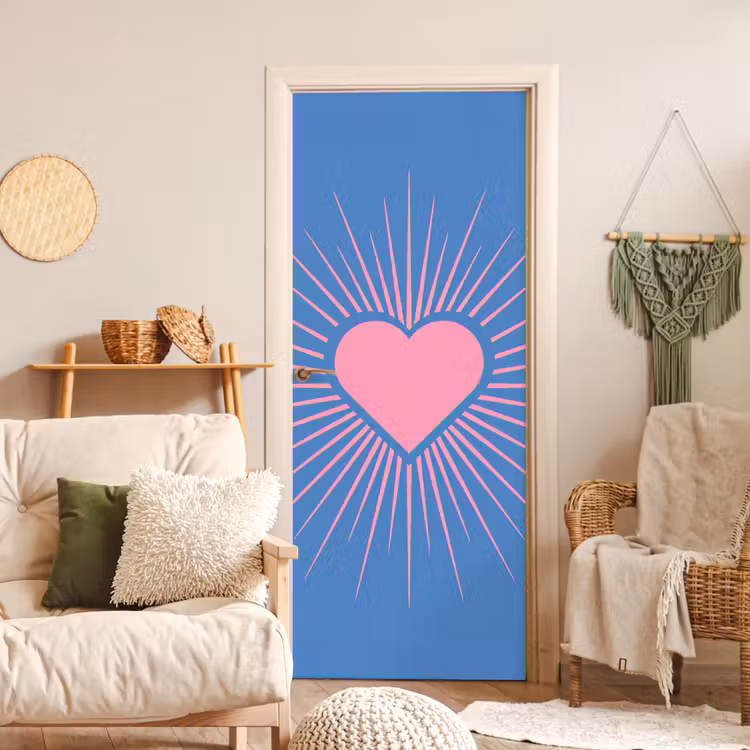 Deursticker - Hart - Stralen - Liefde - Modern - Roze — 4