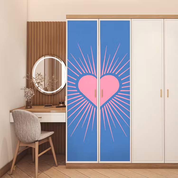 Deursticker - Hart - Stralen - Liefde - Modern - Roze — 5
