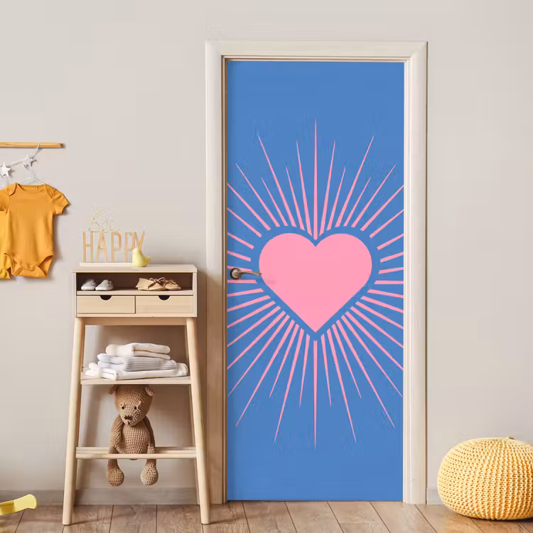 Deursticker - Hart - Stralen - Liefde - Modern - Roze — 6