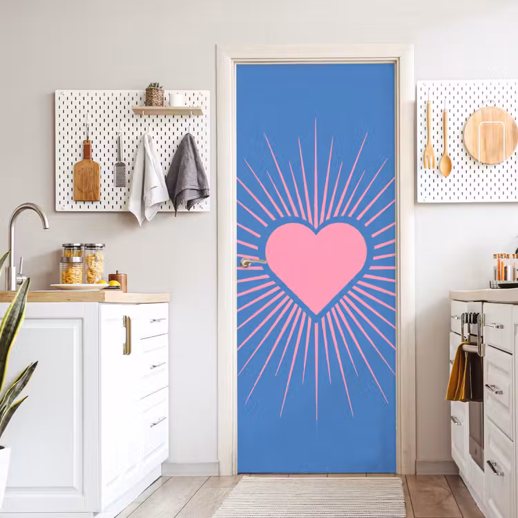 Deursticker - Hart - Stralen - Liefde - Modern - Roze — 7