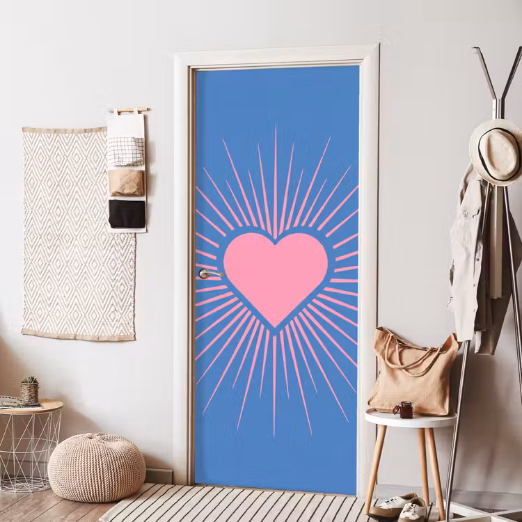 Deursticker - Hart - Stralen - Liefde - Modern - Roze — 8
