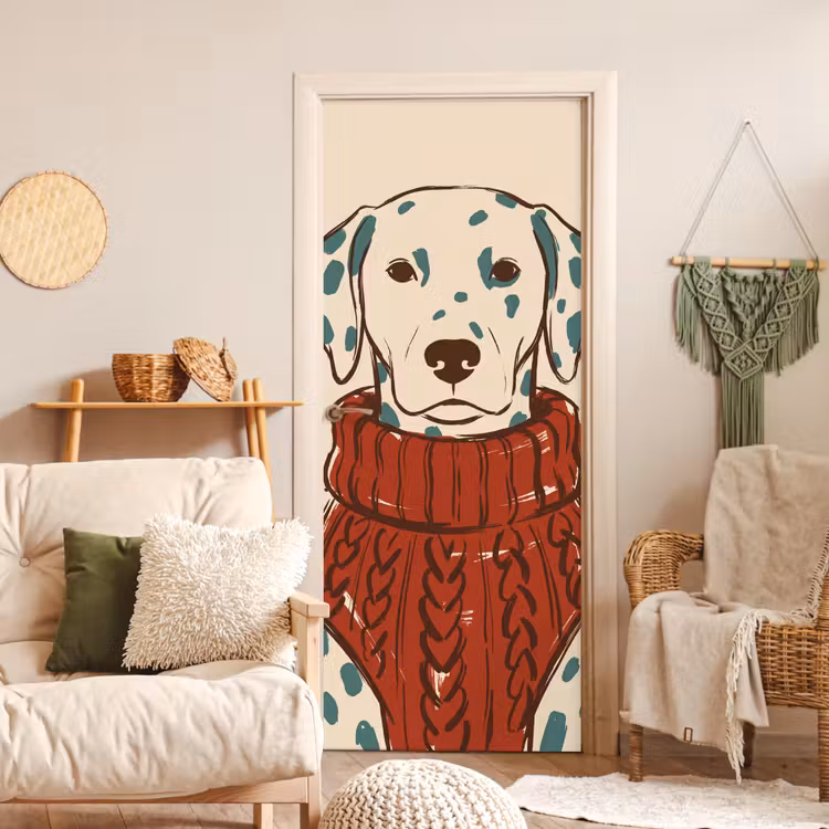 Deursticker - Hond - Trui - Winter - Dieren - Rood — 4