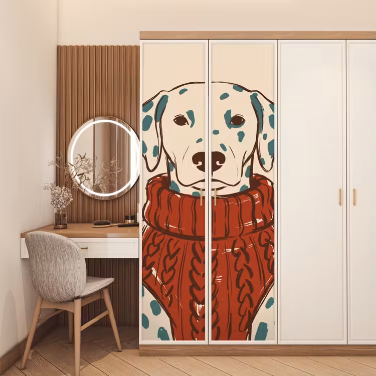 Deursticker - Hond - Trui - Winter - Dieren - Rood — 5