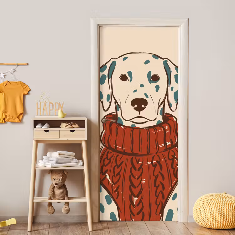 Deursticker - Hond - Trui - Winter - Dieren - Rood — 6