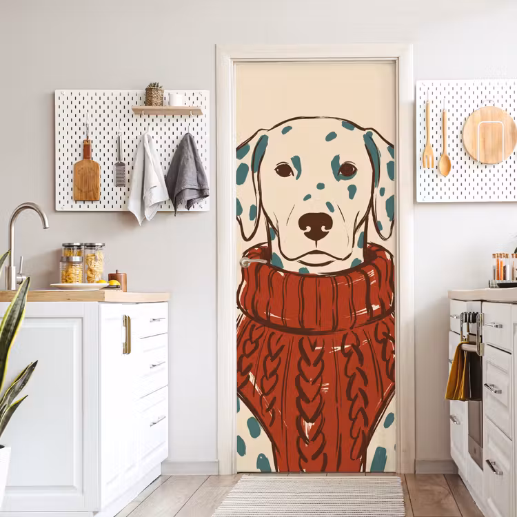 Deursticker - Hond - Trui - Winter - Dieren - Rood — 7