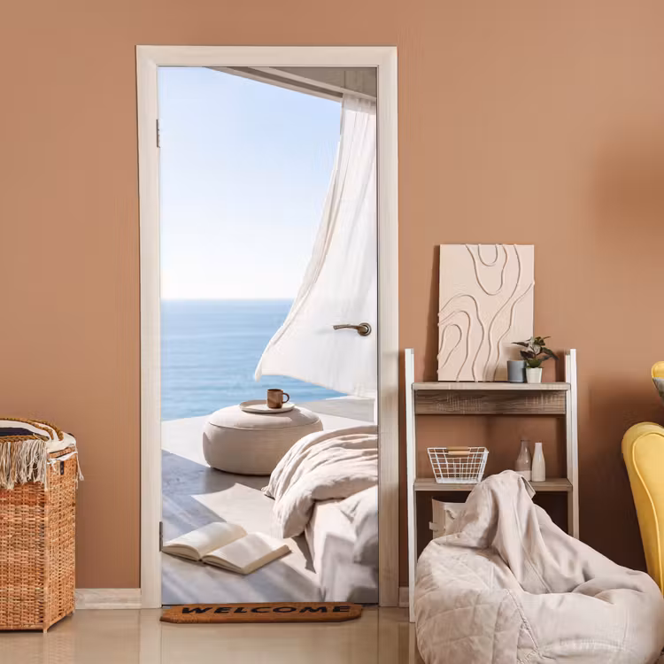 Deursticker - Interieur - Zeezicht - Modern - Rust - Beige — 2