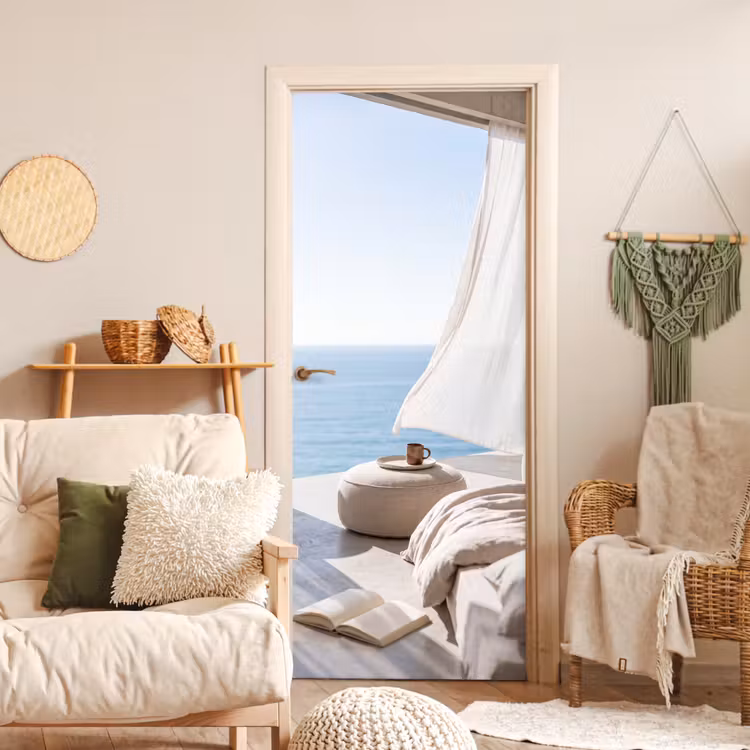 Deursticker - Interieur - Zeezicht - Modern - Rust - Beige — 4