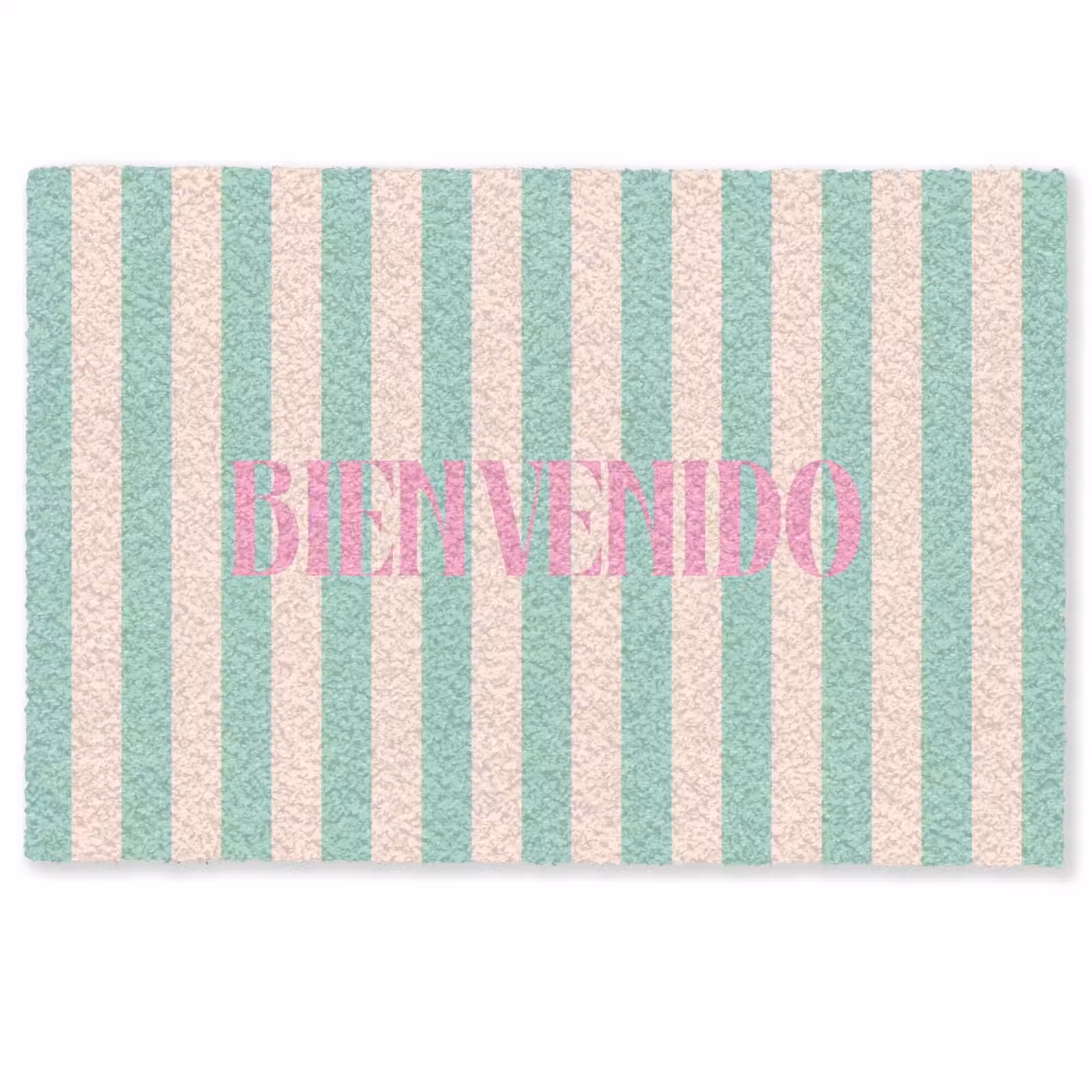 Deurmat - Roze - Groen - Strepen - Bienvenido — 1