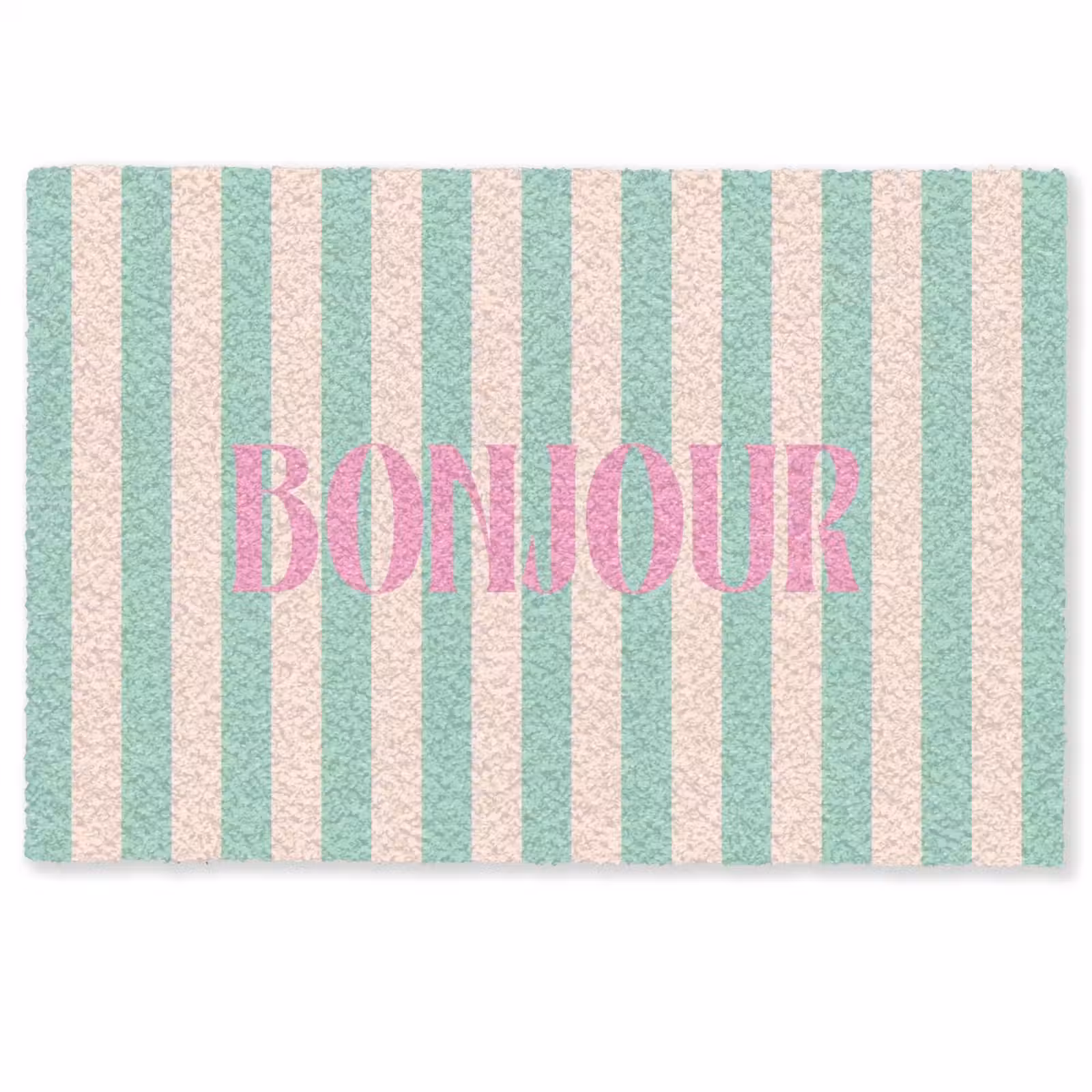 Deurmat - Roze - Groen - Strepen - Bonjour — 1