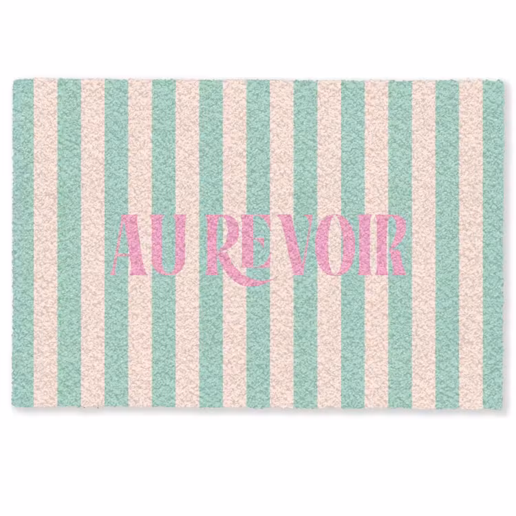 Deurmat - Roze - Groen - Strepen - Au revoir — 1
