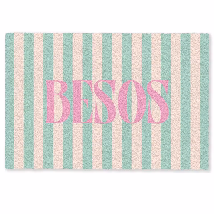 Deurmat - Roze - Groen - Strepen - Besos — 1