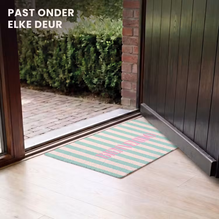 Deurmat - Roze - Groen - Strepen - Bienvenido — 7