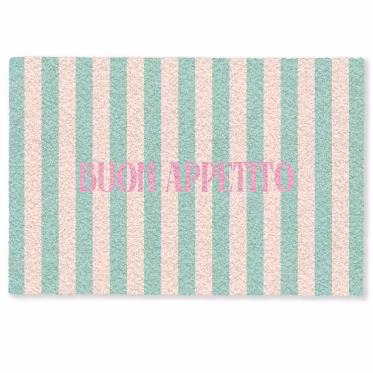 Deurmat - Roze - Groen - Strepen - Buon appetito — 1
