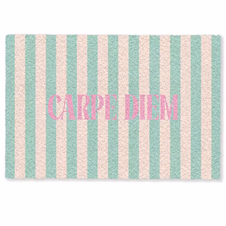 Deurmat - Roze - Groen - Strepen - Carpe diem — 1