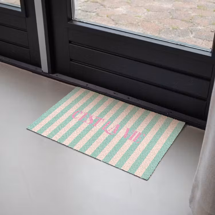 Deurmat - Roze - Groen - Strepen - C'est la vie — 2
