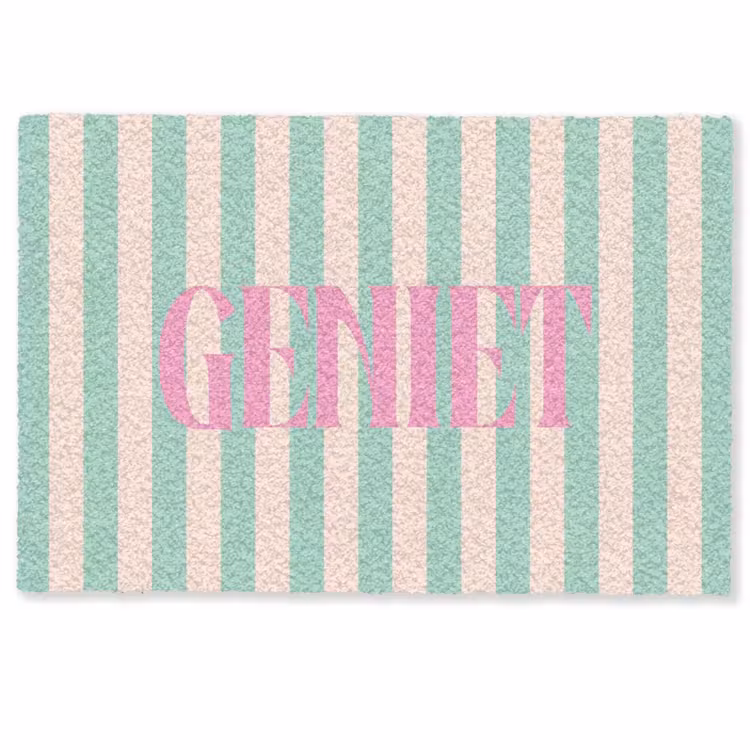 Deurmat - Roze - Groen - Strepen - Geniet — 1