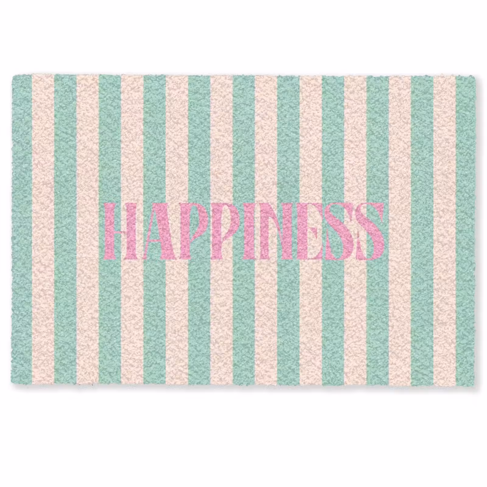 Deurmat - Roze - Groen - Strepen - Happiness — 1