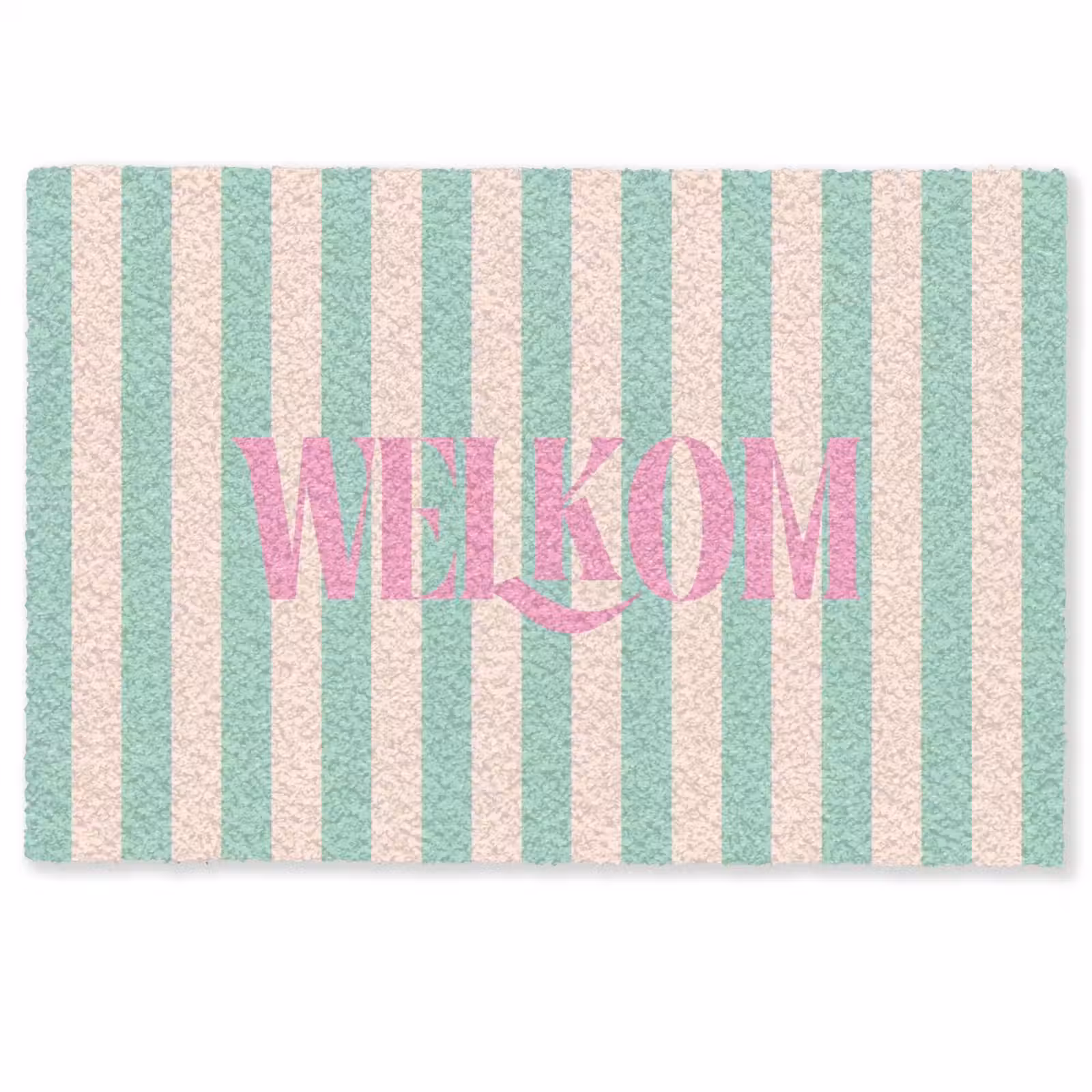 Deurmat - Roze - Groen - Strepen - Welkom — 1