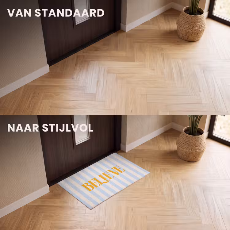 Deurmat - Oranje - Blauw - Strepen - Believe — 3