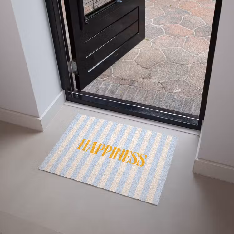 Deurmat - Oranje - Blauw - Strepen - Happiness — 4