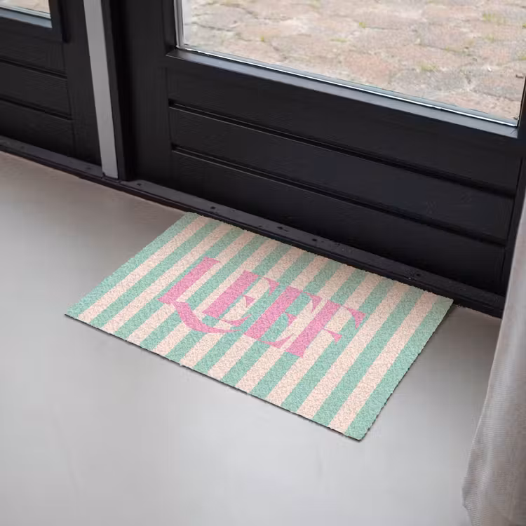 Deurmat - Roze - Groen - Strepen - Leef — 2