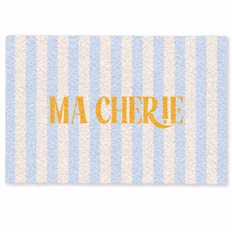 Deurmat - Oranje - Blauw - Strepen - Ma cherie — 1