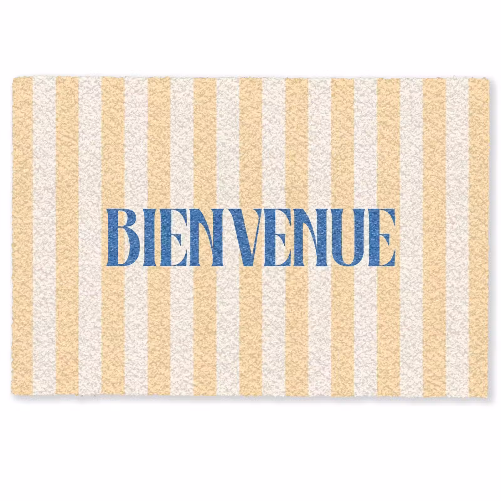 Deurmat - Blauw - Geel - Strepen - Bienvenue — 1