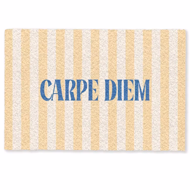 Deurmat - Blauw - Geel - Strepen - Carpe Diem — 1
