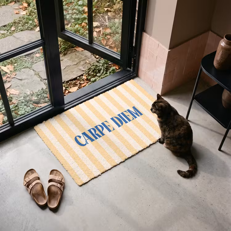 Deurmat - Blauw - Geel - Strepen - Carpe Diem — 2