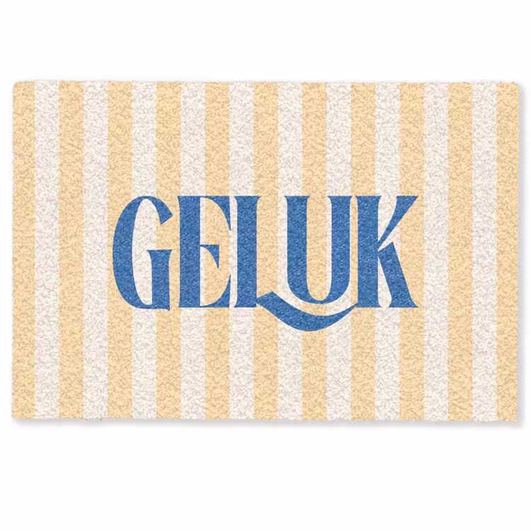 Deurmat - Blauw - Geel - Strepen - Geluk — 1