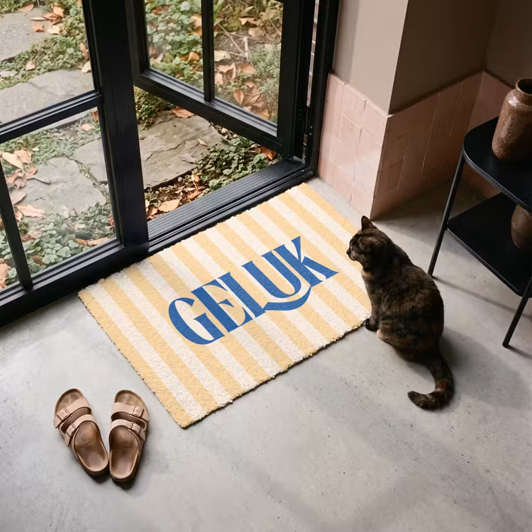 Deurmat - Blauw - Geel - Strepen - Geluk — 2