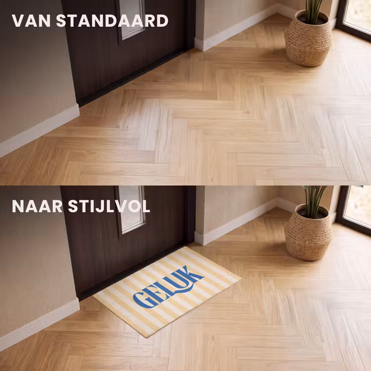 Deurmat - Blauw - Geel - Strepen - Geluk — 3