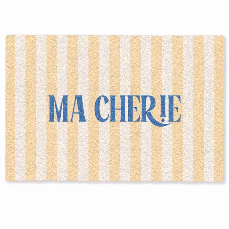 Deurmat - Blauw - Geel - Strepen - Ma Cherie — 1