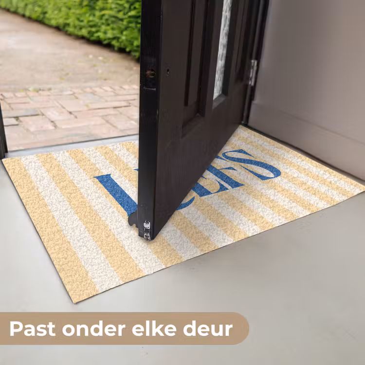 Deurmat - Blauw - Geel - Strepen - Liefs — 7