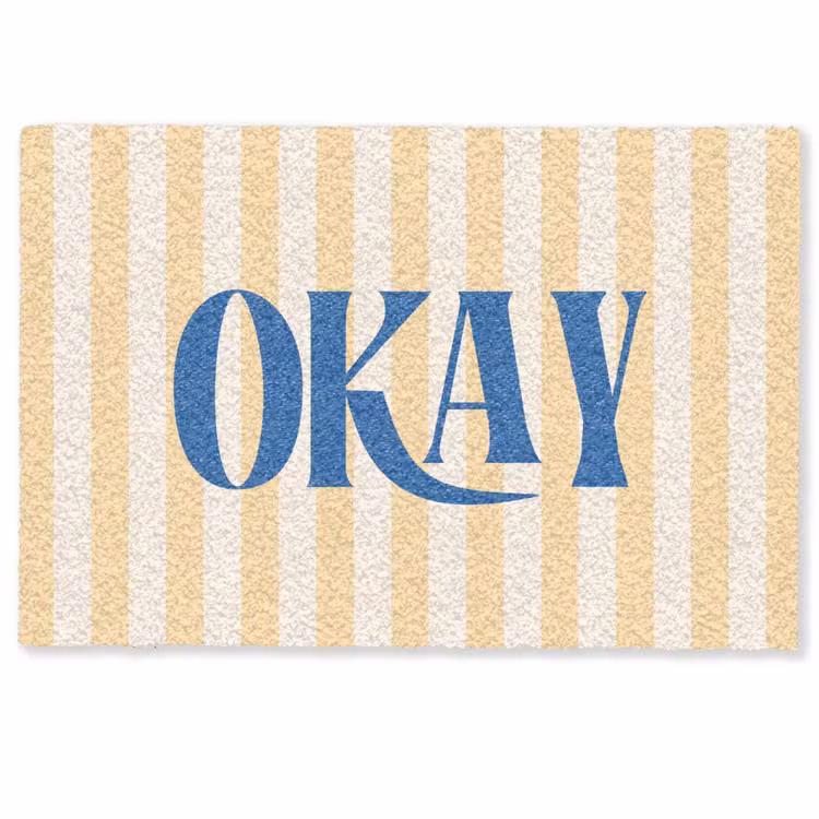 Deurmat - Blauw - Geel - Strepen - Okay — 1