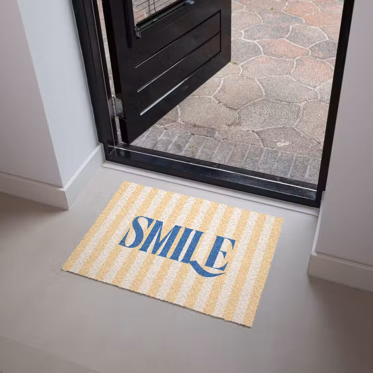 Deurmat - Blauw - Geel - Strepen - Smile — 4
