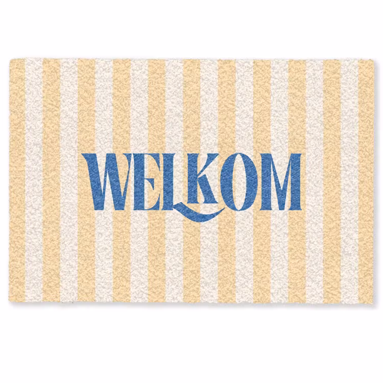 Deurmat - Blauw - Geel - Strepen - Welkom — 1