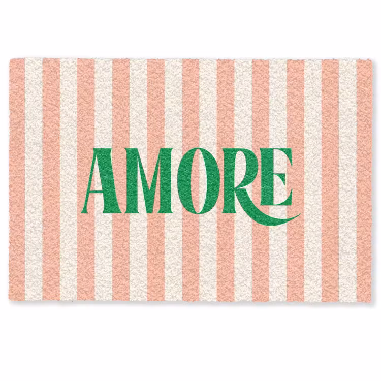 Deurmat - Zachtroze - Groen- Strepen - Amore — 1
