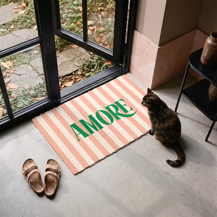 Deurmat - Zachtroze - Groen- Strepen - Amore — 2