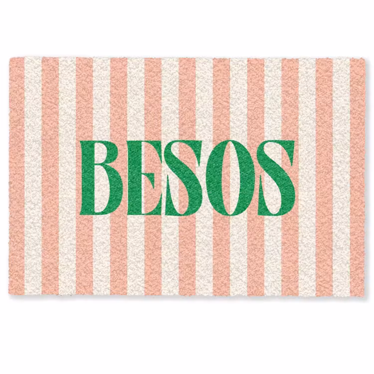 Deurmat - Zachtroze - Groen- Strepen - Besos — 1