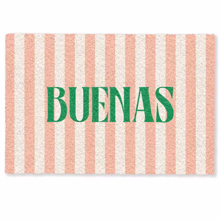 Deurmat - Zachtroze - Groen - Strepen - Buenas — 1